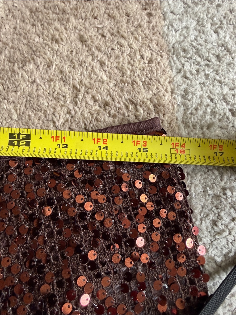 12th Tribe Copper Sequin Mini Skirt- Large - Picture 7 of 8